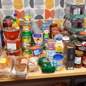 photo of tinned items donated to the Christmas Appeal 