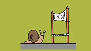 Image of a snail about to cross the finish line.